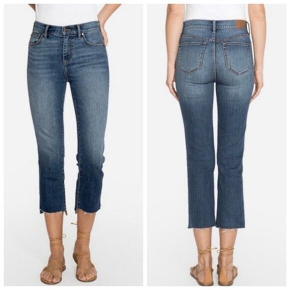 Johnny Was The Cropped Skinny Ankle Denim Jeans Raw Step Hem - Picture 1 of 11